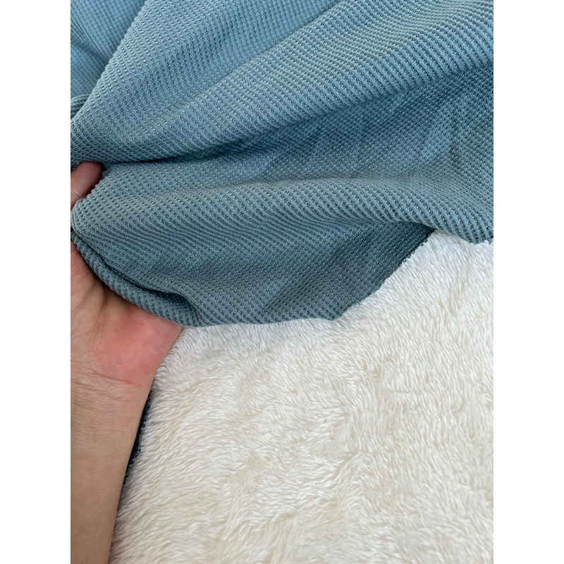 Vải thun tổ ong màu xanh