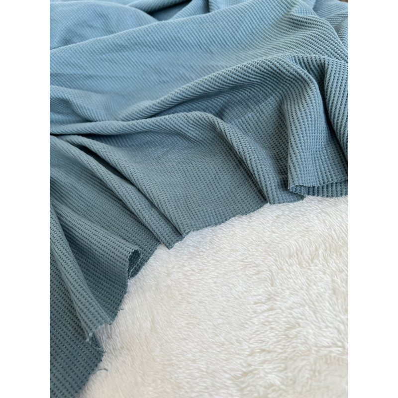 Vải thun tổ ong màu xanh