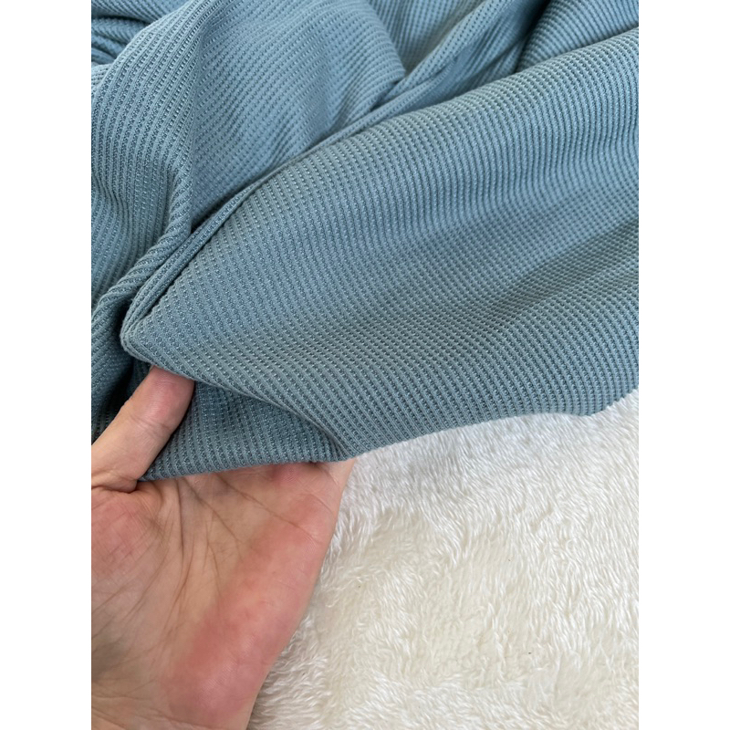 Vải thun tổ ong màu xanh