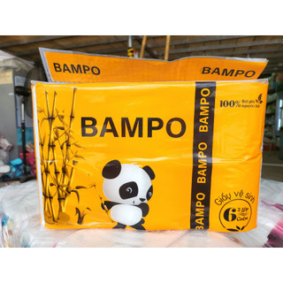 Giấy vệ sinh bampo lốc 6 cuộn ko lõi