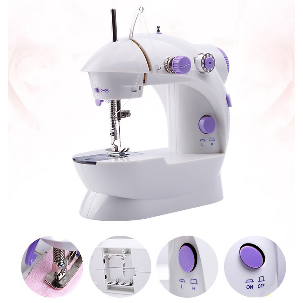 Máy May Mini Để Bàn Có Đèn Led Rễ Sử Dụng - Máy Khâu Nhỏ Gọn Cho Gia Đình