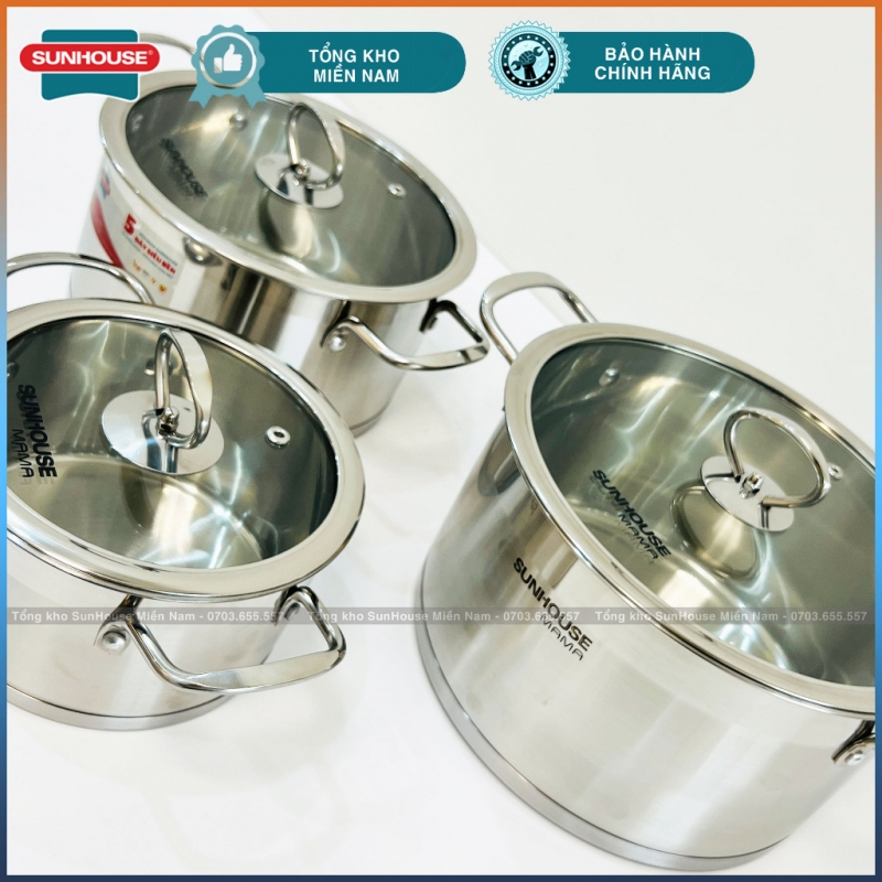 Bộ nồi inox 5 đáy sunhouse mama SH784