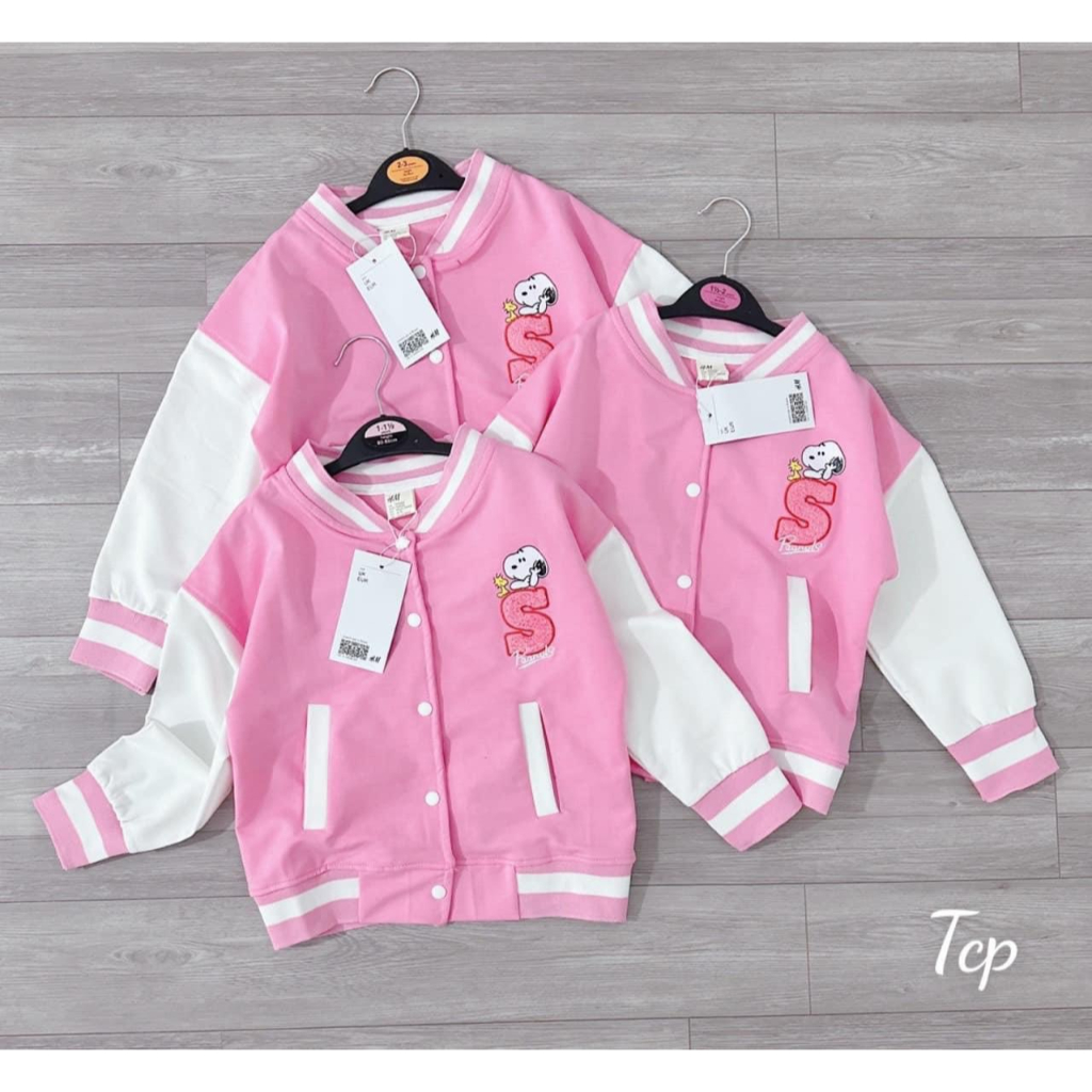 Áo khoác bomber bé gái nỉ da cá pink hồng dễ thương size 10 - 23kg