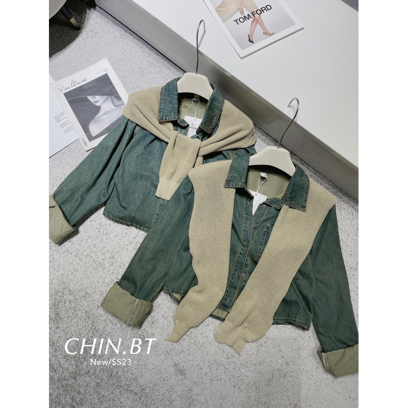 Áo Sơmi Bò Kèm Khăn Hot Hit Korean L1