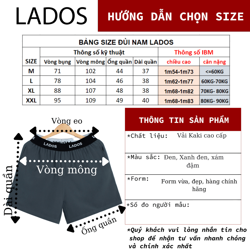 Quần short đùi kate nam lưng chun co giãn LADOS-34101 chất thoáng mát, thấm hút, mặc nhà, đi chơi