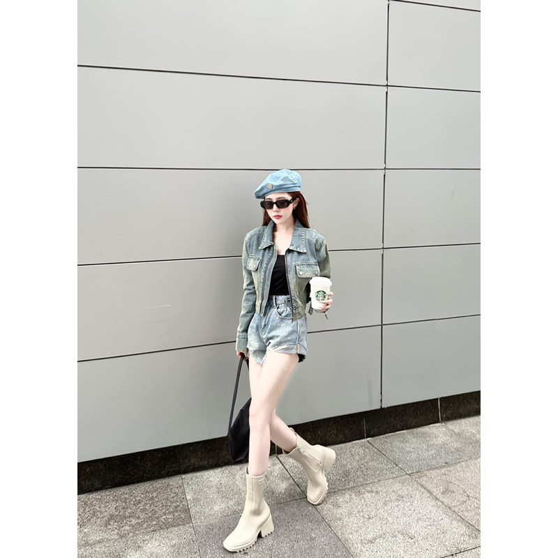 Khoác jeans hàng cao cấp full mắc và túi bọc