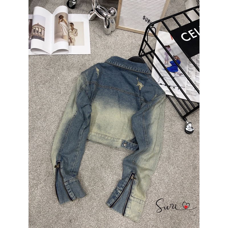 Khoác jeans hàng cao cấp full mắc và túi bọc