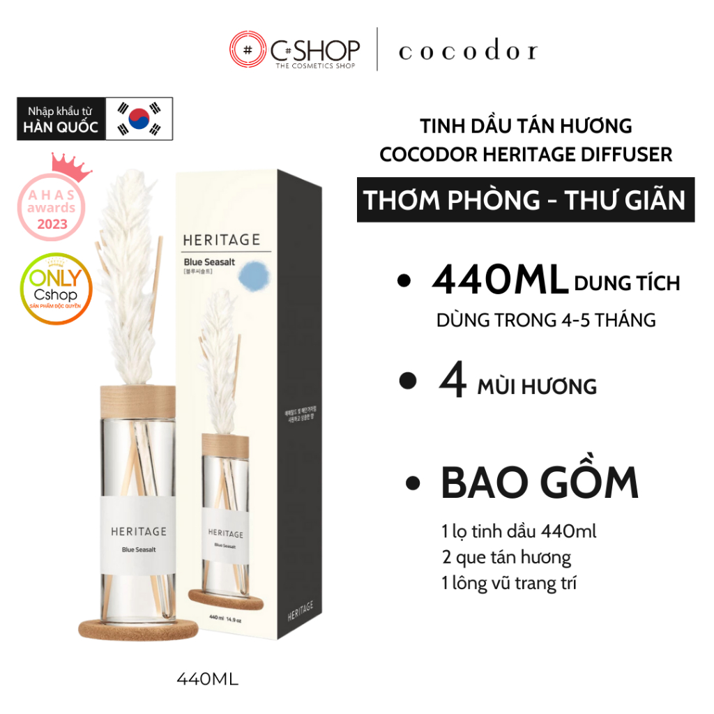 [NEW] Tinh dầu tán hương COCODOR Heritage Diffuser 440ml thơm phòng, tỏa hương thư giãn_Mỹ phẩm Hàn Quốc chính hãng