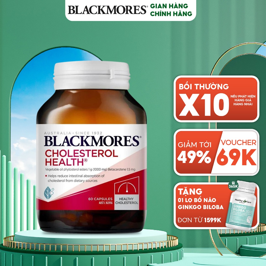 Viên uống hỗ trợ giảm mỡ máu, cân bằng Cholesterol Blackmores 60 viên