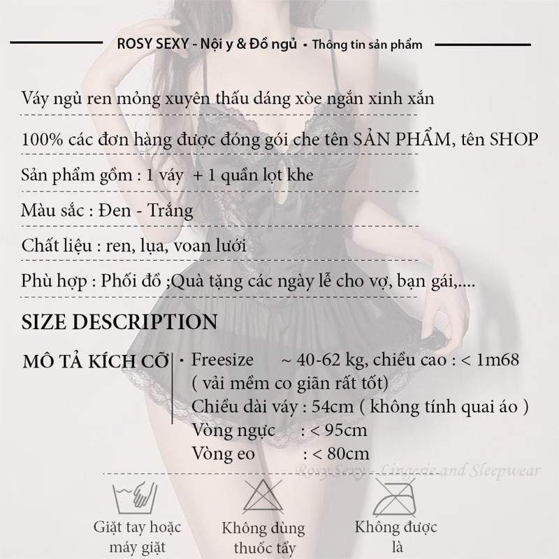 Váy ngủ ren mỏng xuyên thấu dáng xoè ngắn xinh xắn LG337