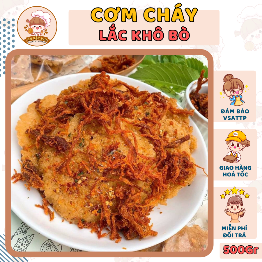 Cơm cháy lắc khô bò 500gr Ăn Vặt Vui