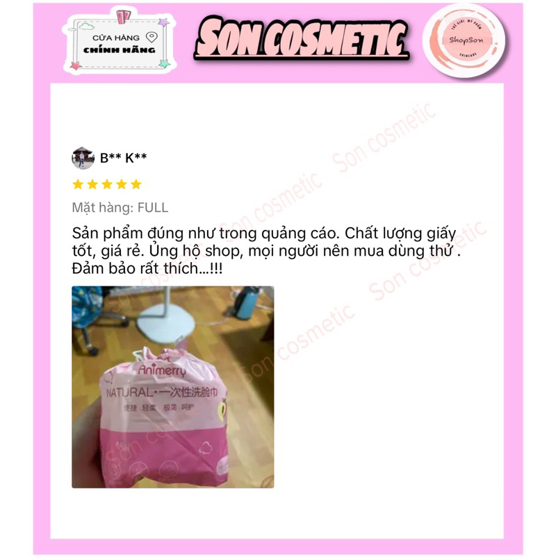 Khăn tẩy trang cuộn túi ANIMERRY COTTON sẵn hàng