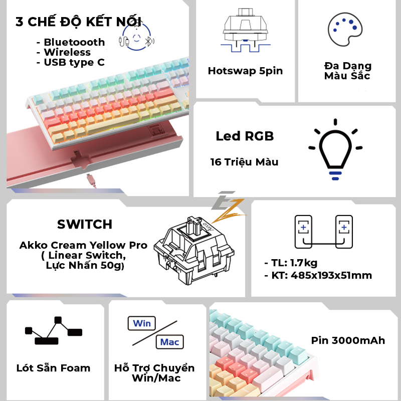 Bàn Phím Cơ Chính Hãng Monsgeek MG108B Màu Kem | GEARBROS