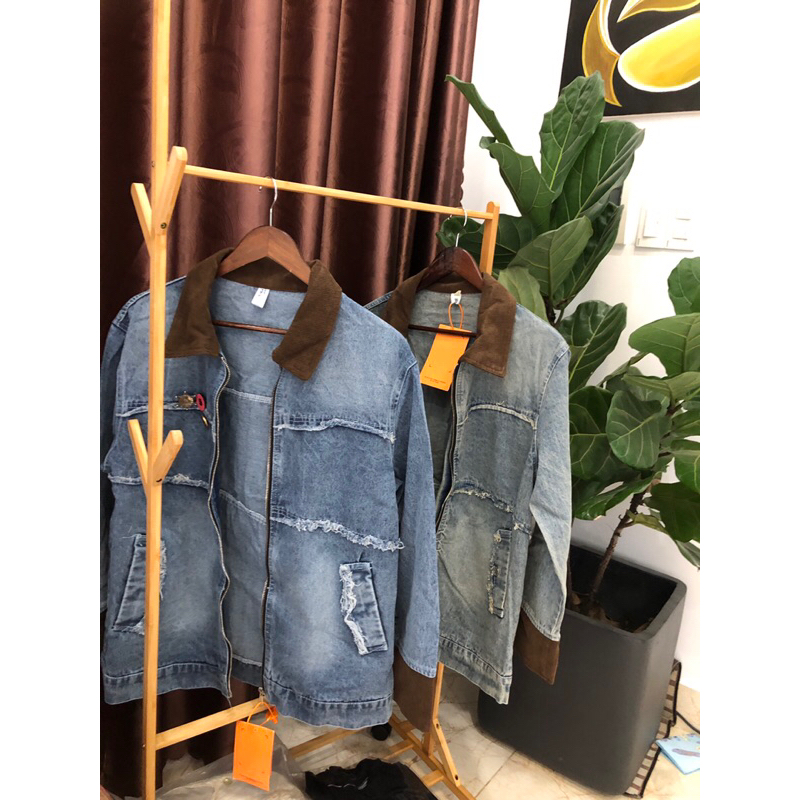 Áo khoác jean phối phong cách Hàn Quốc NEW QC cao cấp