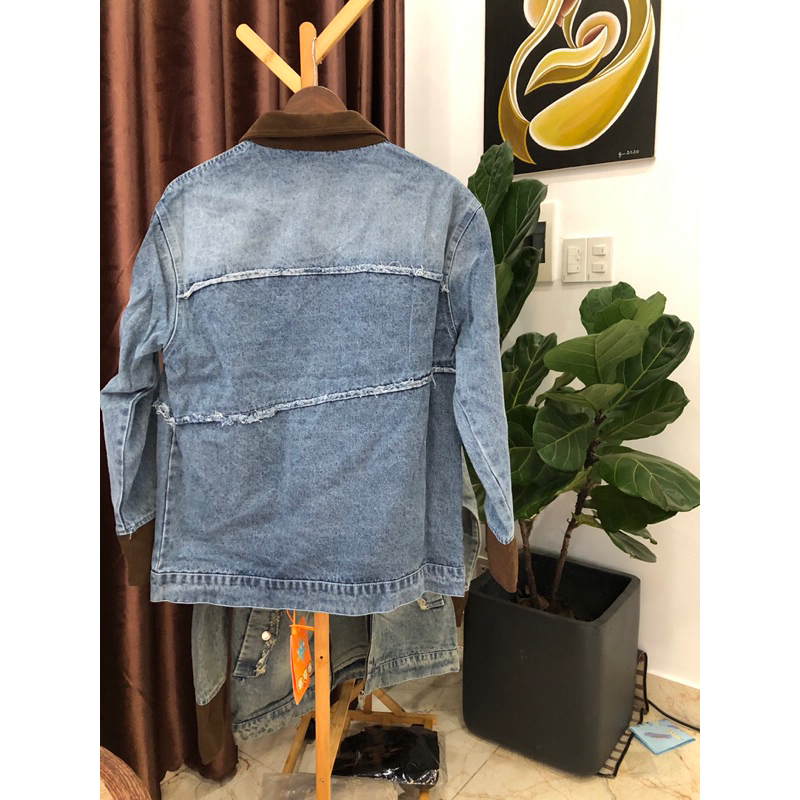 Áo khoác jean phối phong cách Hàn Quốc NEW QC cao cấp