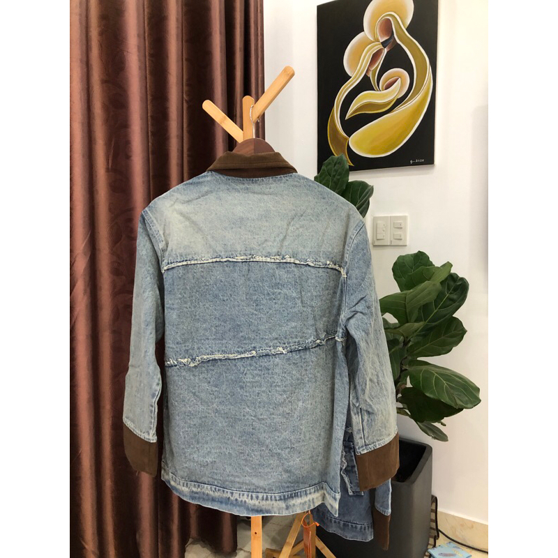 Áo khoác jean phối phong cách Hàn Quốc NEW QC cao cấp
