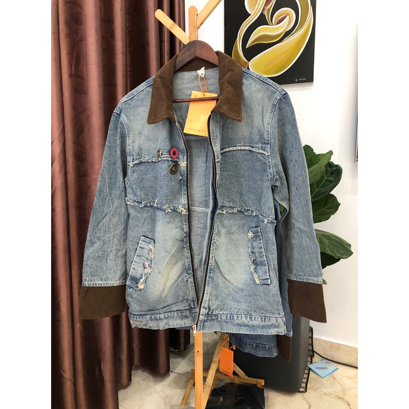 Áo khoác jean phối phong cách Hàn Quốc NEW QC cao cấp