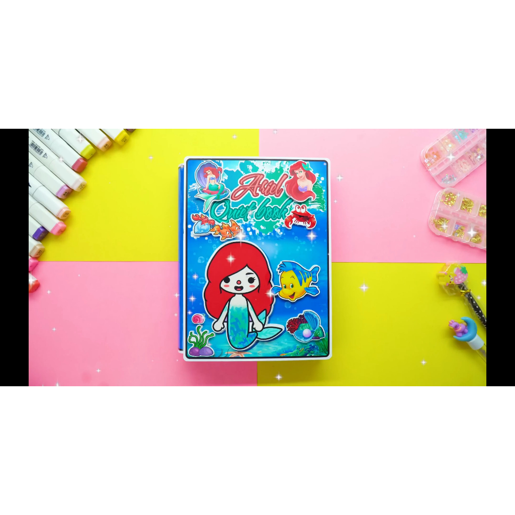 ĐỒ CHƠI NGÔI NHÀ BÚP BÊ GIẤY CẮT THỦ CÔNG DIY - Ngôi nhà của bé Ariel Mermaid Princess House In Quiet Book -
