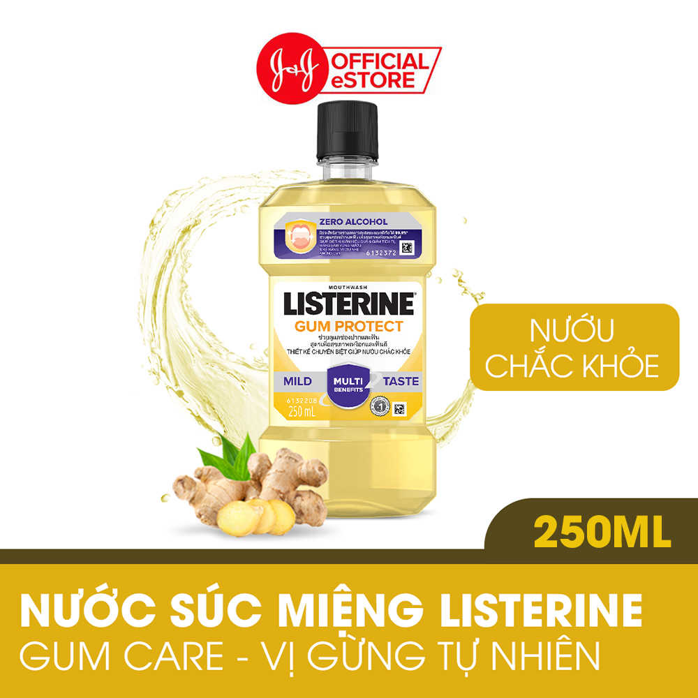 Nước Súc Miệng Giúp Nướu Chắc Khỏe Listerine Gum Protect Zero Alcohol - Dung Tich 250ml