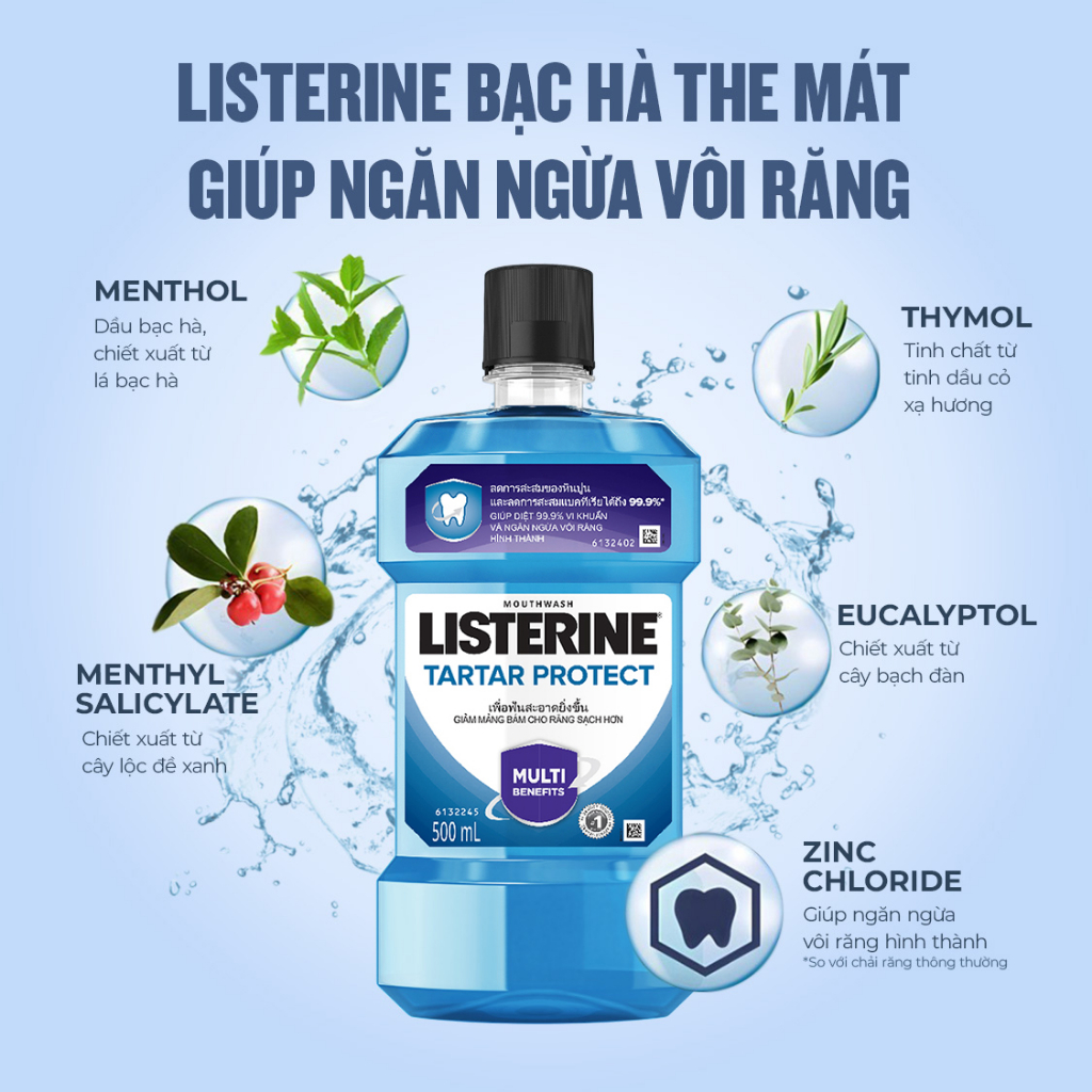 Nước Súc Miệng Ngăn Ngừa Mảng Bám Listerine Tartar Protection 500ml