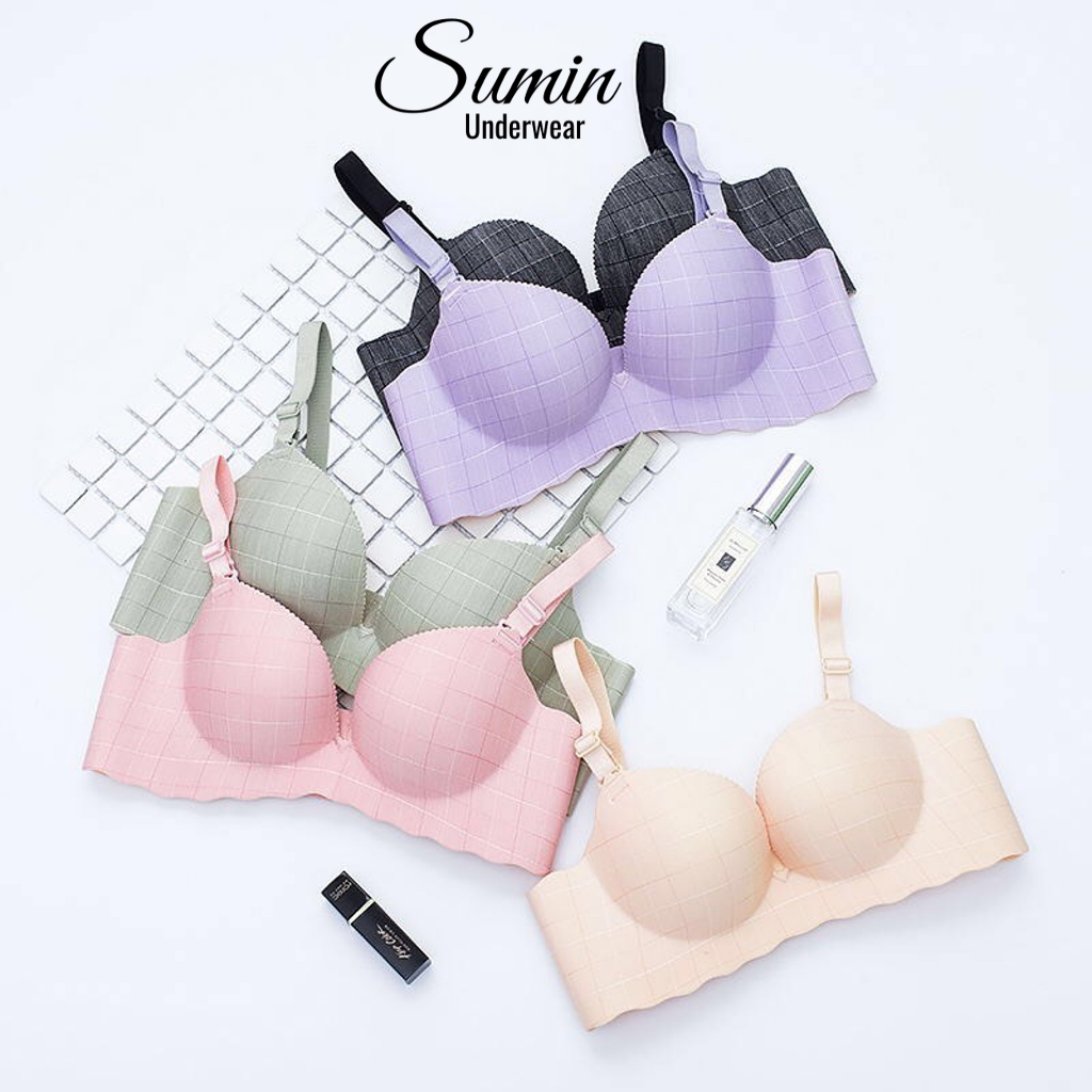 Áo Su Đúc Không Gọng Đệm 3cm  Bàn Tay Gợi Cảm, Họa Tiết Ô Vuông Muối Tiêu  AS02- Su Minn Store