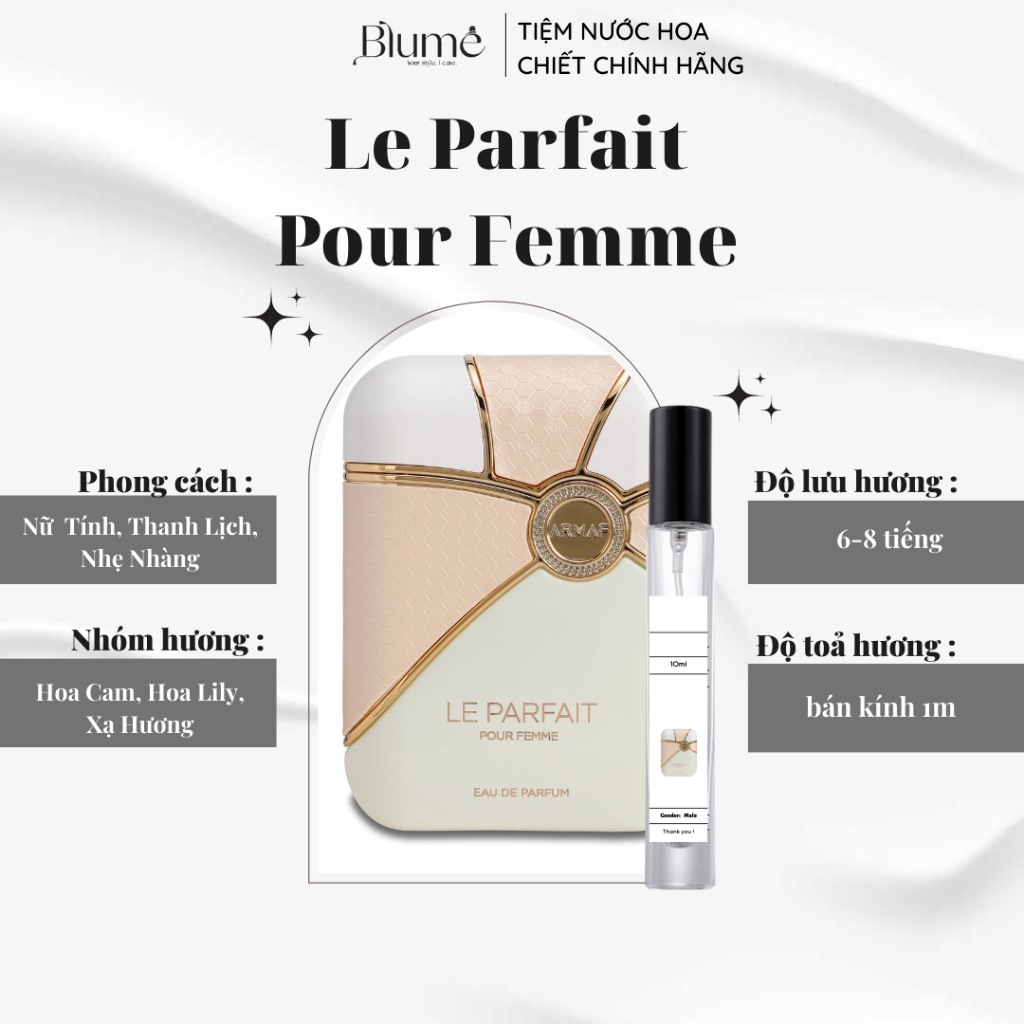 Nước Hoa NỮ ARMAF LE PARFAIT mùi thanh lịch - Blume TIệm Nước Hoa
