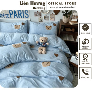 Bộ chăn ga gối đũi nhiệt đới chất mát, chăn ga gối cotton đũi hàn cao cấp sét 4 món sẵn hàng đủ kích thước