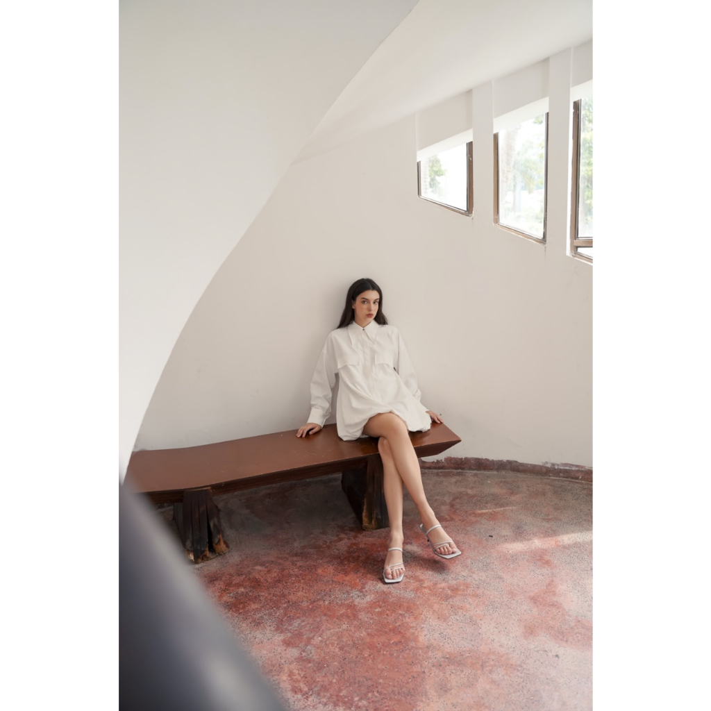 Váy liền Onetone cổ sơ mi phối chun Mity