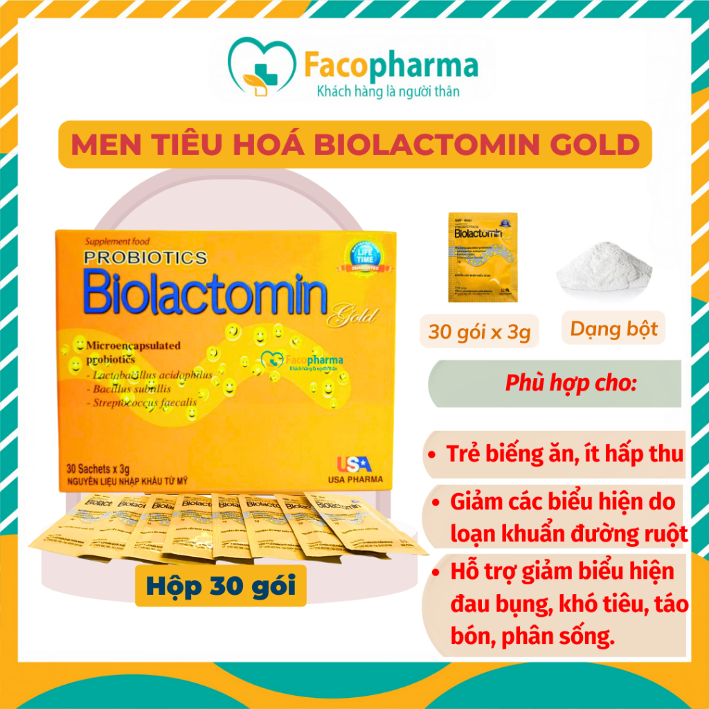 Men tiêu hoá Probiotic Biolactomin Gold USA Pharma hỗ trợ tiêu hóa tăng cường hệ miễn dịch bổ sung lợi khuẩn TPN8.13