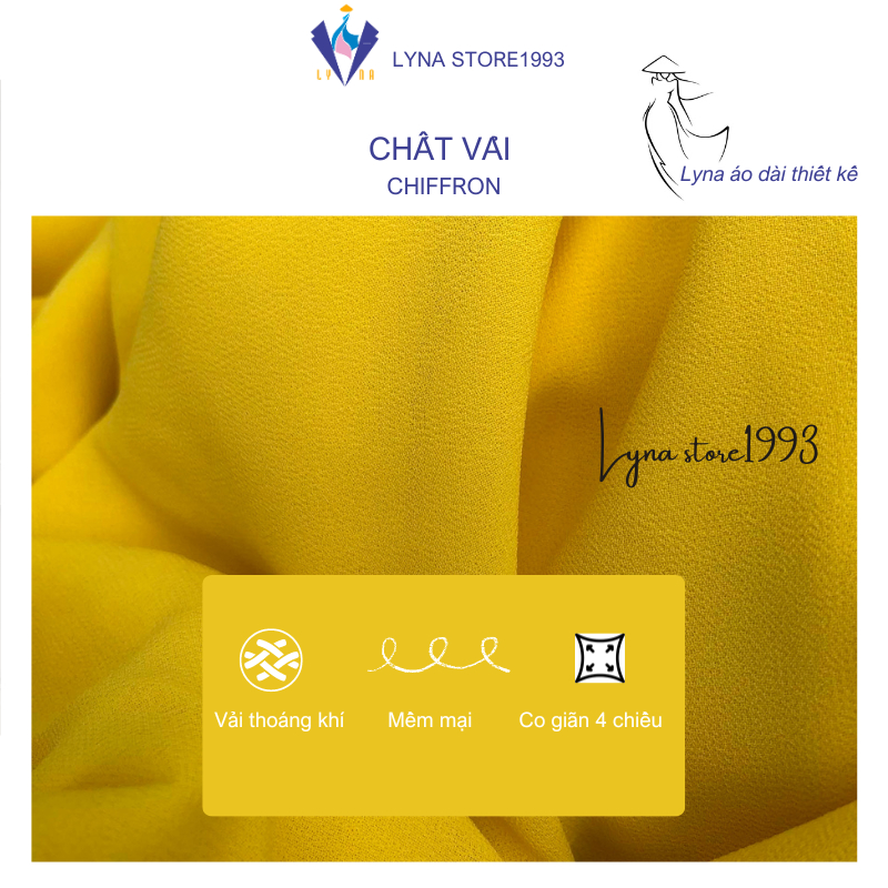 Áo dài màu vàng, áo dài 4 tà chifrron vàng siêu đẹp, rủ tà và tôn dáng