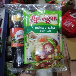 Combo 2 gói hạt nêm Nấm 1 chai nước tương Phú sĩ 240ml