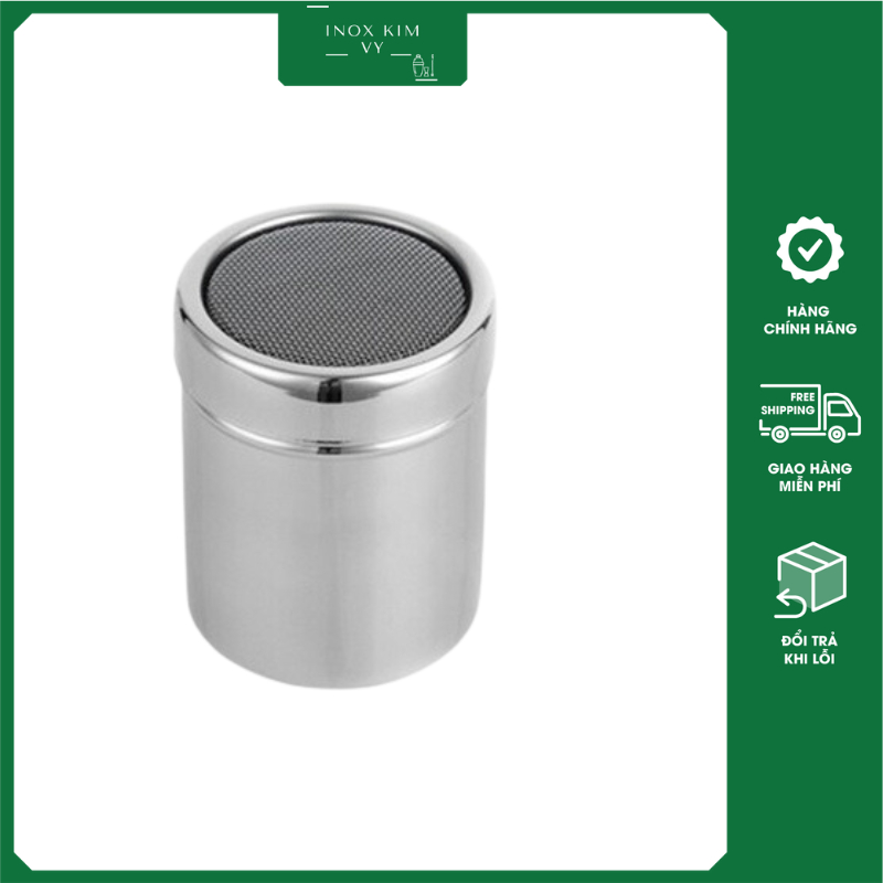 Lọ Rắc Bột Inox 304 Không Gỉ, Hũ Rắc Bột Ca Cao Trang Trí Có Nắp Đậy