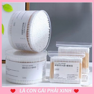 Hộp 500 cây tăm bông ráy tai, tăm bông ráy tai cao cấp thân gỗ mềm mại giúp vệ sinh tai hiệu quả