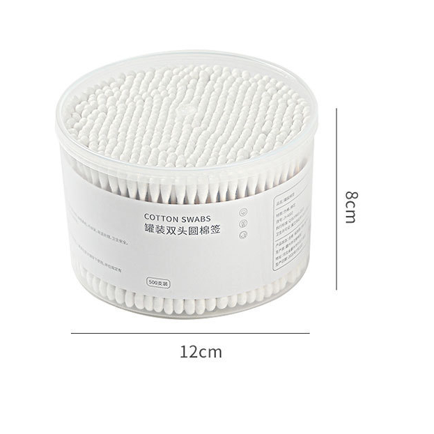 Hộp 500 cây tăm bông ráy tai Cotton Swap, tăm bông ráy tai cao cấp thân gỗ 2 đầu bông mềm mại giúp vệ sinh tai hiệu quả