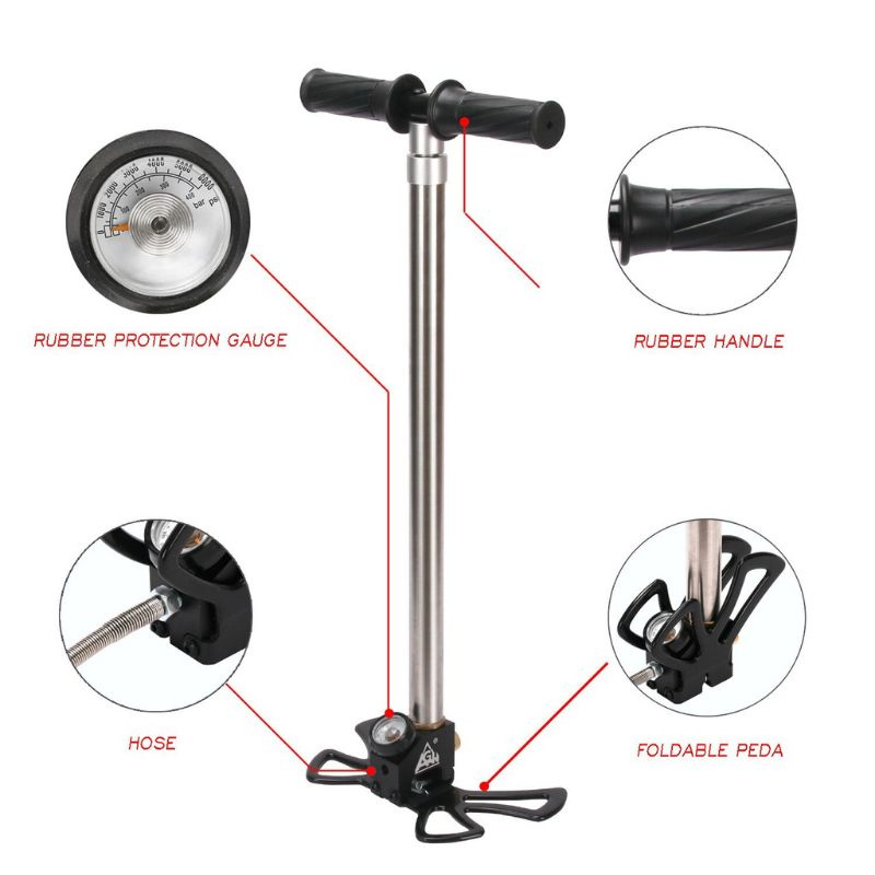 Bơm Tay Cao Áp Lớn Đồng Hồ To, Lọc Ẩm To Đủ Phụ Kiện Đi Kèm 6000psi