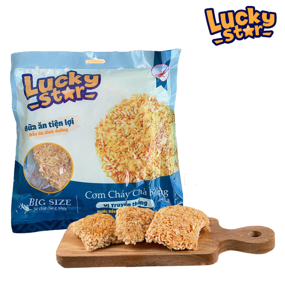 Cơm cháy chà bông truyền thống Lucky Star gói lớn 150g thơm ngon, đồ ăn vặt healthy Việt Nam