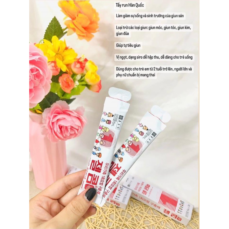 1 Hộp 2 Gói Siro giun Hàn Quốc Date 2025