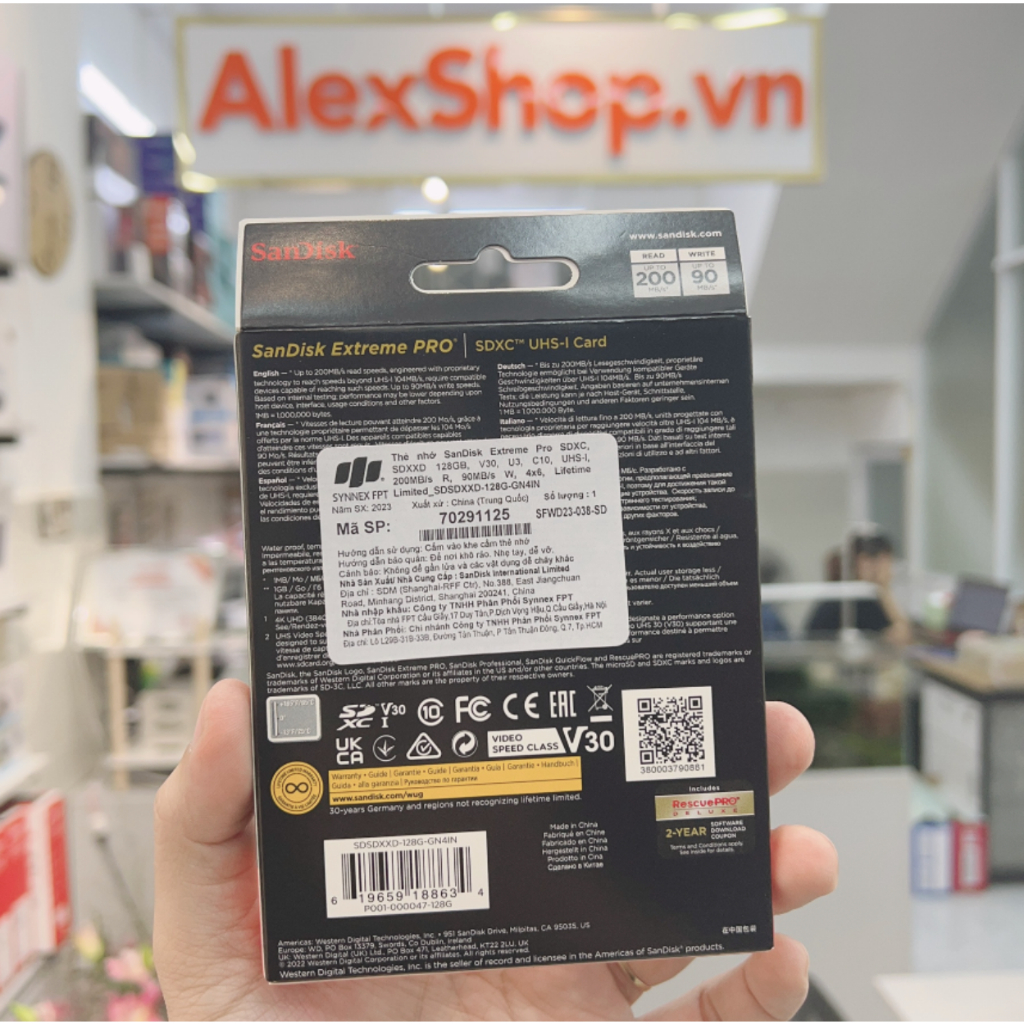 Thẻ nhớ SDXC SanDisk Extreme Pro U3 V30 64GB-128GB-256GB 200MB/s