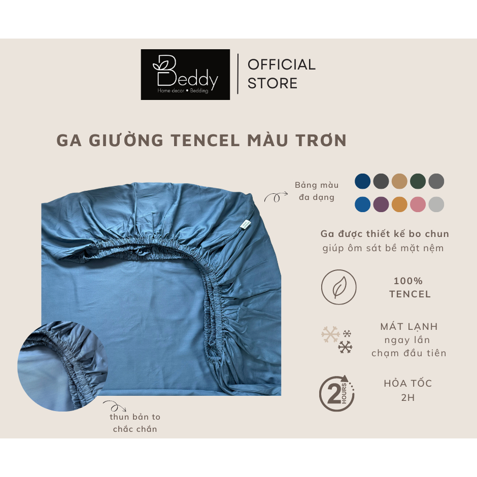 Ga Giường Tencel Màu Trơn