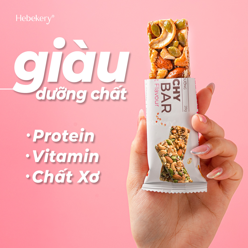 Thanh Năng Lượng Siêu Hạt Muối Hồng Hebekery 114Kcal - Crunchy Nut Bar Ăn Kiêng Văn Phòng Lành Mạnh