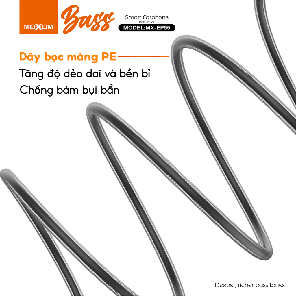 Tai nghe nhét tai có dây MOXOM tích hợp micro âm thanh chất lượng nhiều màu dùng cho Samsung Oppo Xiaomi Redmi iPhone