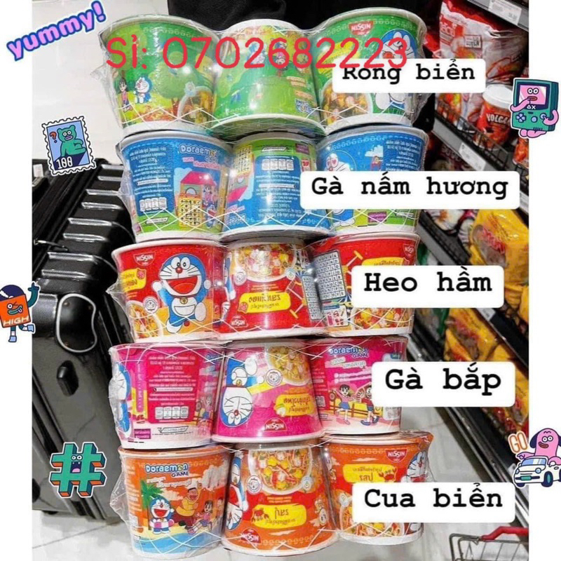 [Date 03/2024] Set 3 Hộp Mì tôm DOREMON NISSIN Thái Lan 40gam Mix 3 Vị