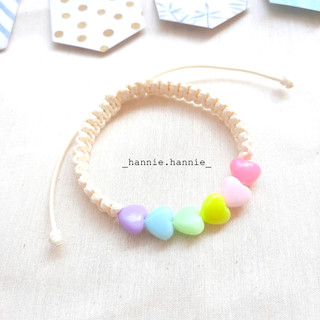 🌈 Vòng tay dây sáp trái tim màu pastel - Dây đeo tay nữ handmade đơn giản