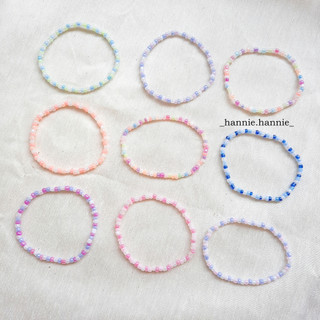 ꕤ EMMIE ꕤ Set vòng cổ - vòng tay - nhẫn hạt cườm nhựa handmade (Xanh lá/Xanh dương/Tím/Cam/Hồng/Mix)