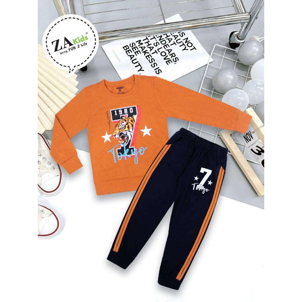 Bộ Quần Áo Thun Tay Dài  Dáng Thể Thao Cho Bé Trai  Yoko Y22376TD