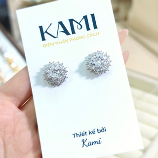 Bông tai hoa tia xi bạch kim gắn đá siêu sáng đi chơi đi tiệc sang chảnh Kami trang sức cao cấp BT39
