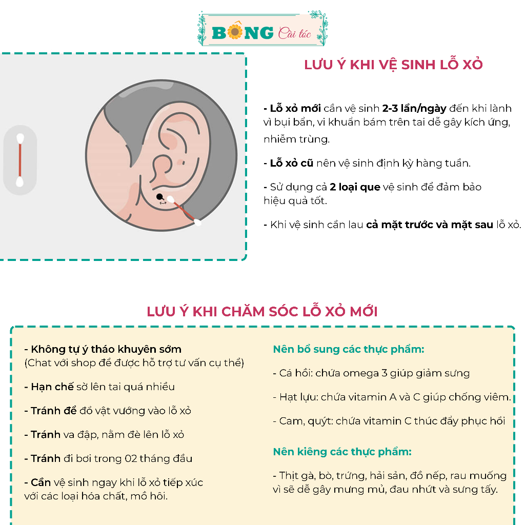 Combo chăm sóc lỗ xỏ bông tai cao su y tế, nẹp bump, miếng lau khử khuẩn kèm hộp CB10- khuyên tai BÔNG Cài Tóc