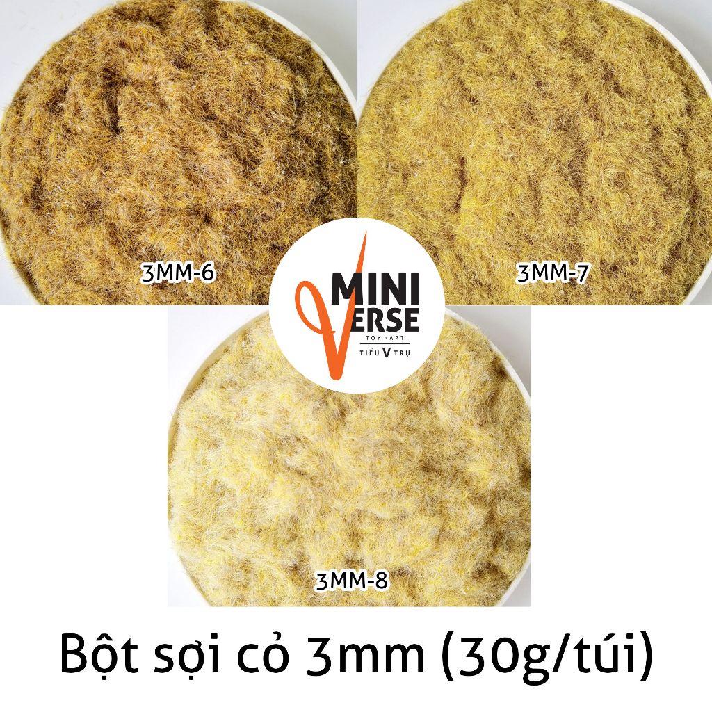 Bột cỏ sợi 3mm  nhiều màu làm mô hình, sa bàn, đồ handmade
