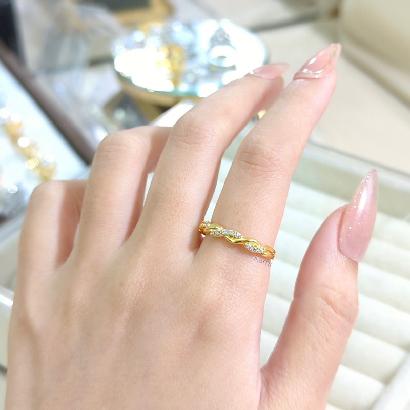 Nhẫn tết xoắn 2 hàng mạ vàng bền màu Kami NX39