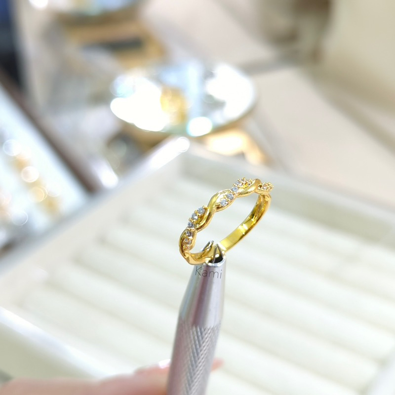 Nhẫn tết xoắn 2 hàng mạ vàng bền màu Kami NX39